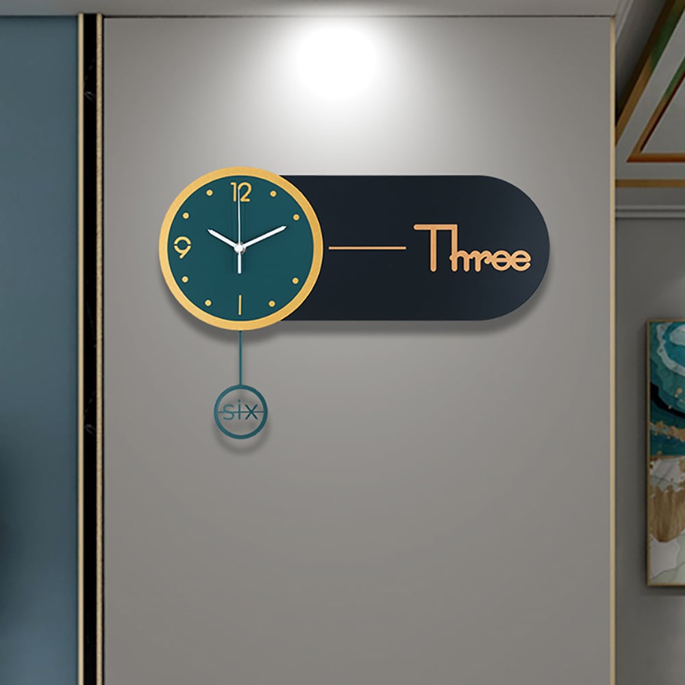 Style B Geometric Round Modern Wall Clock with Pendulum window image