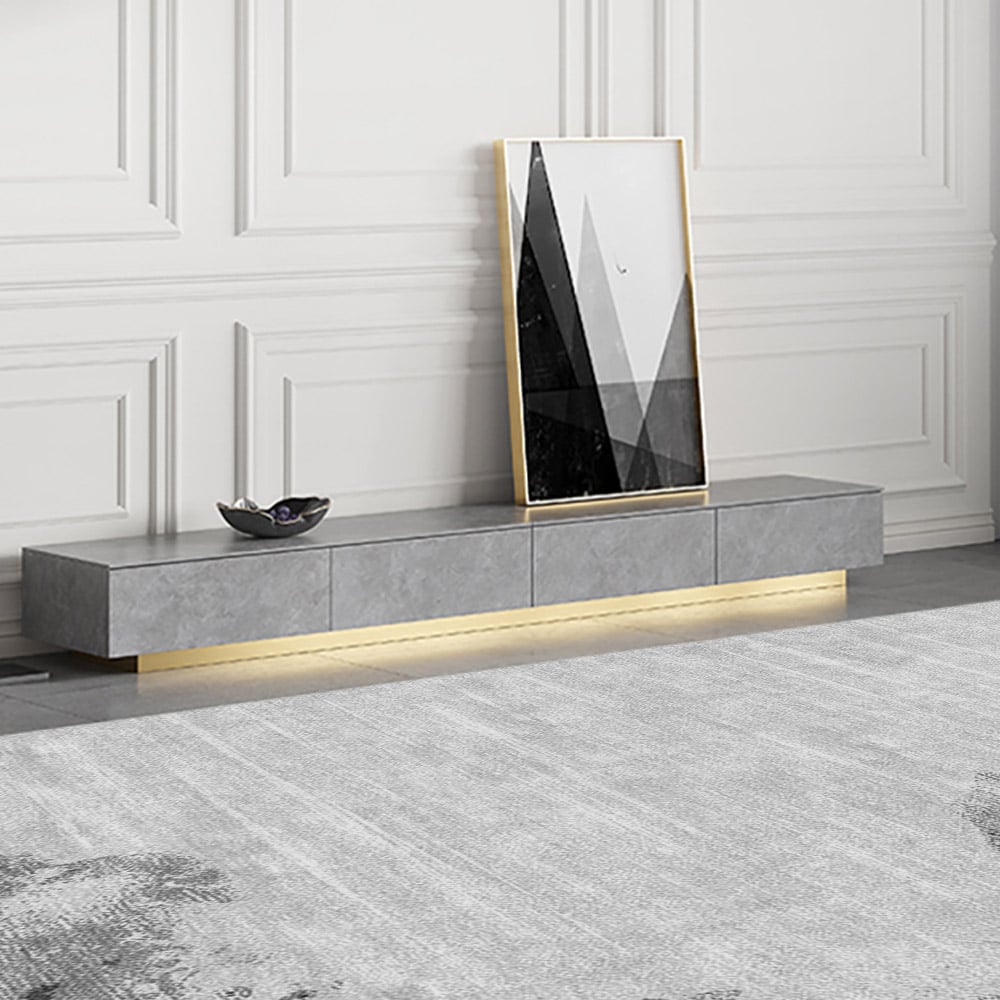 Italian Gray TV stand Minimalist Stone 4-Drawer Media Console in Small window image