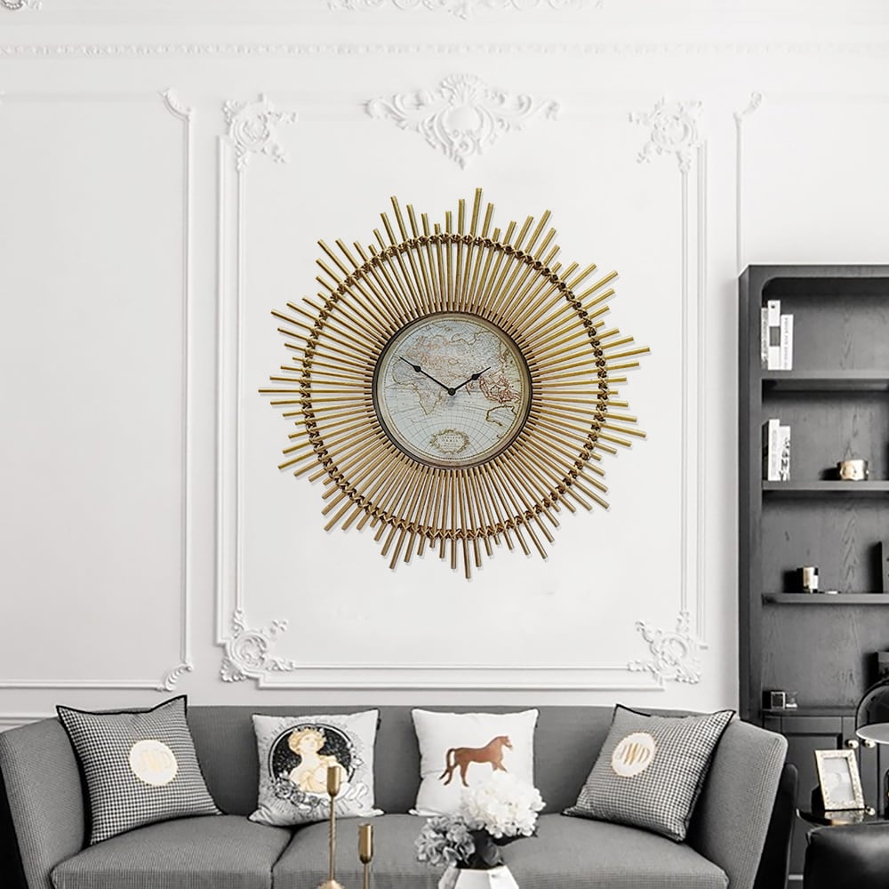 22.8" Oversized Creative Sunburst-Shape Bamboo Wall Clock window image