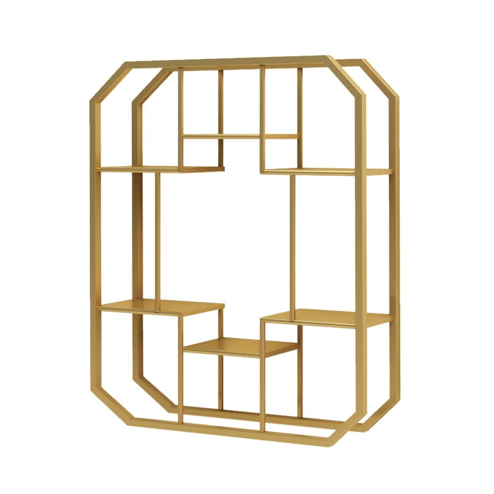 Modern Geometry 6-Tiered Floating Shelves for Study in Gold window image