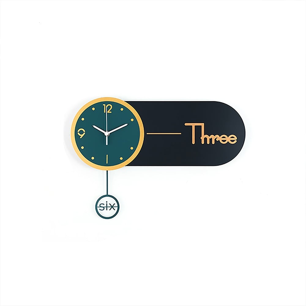 Style B Geometric Round Modern Wall Clock with Pendulum window image