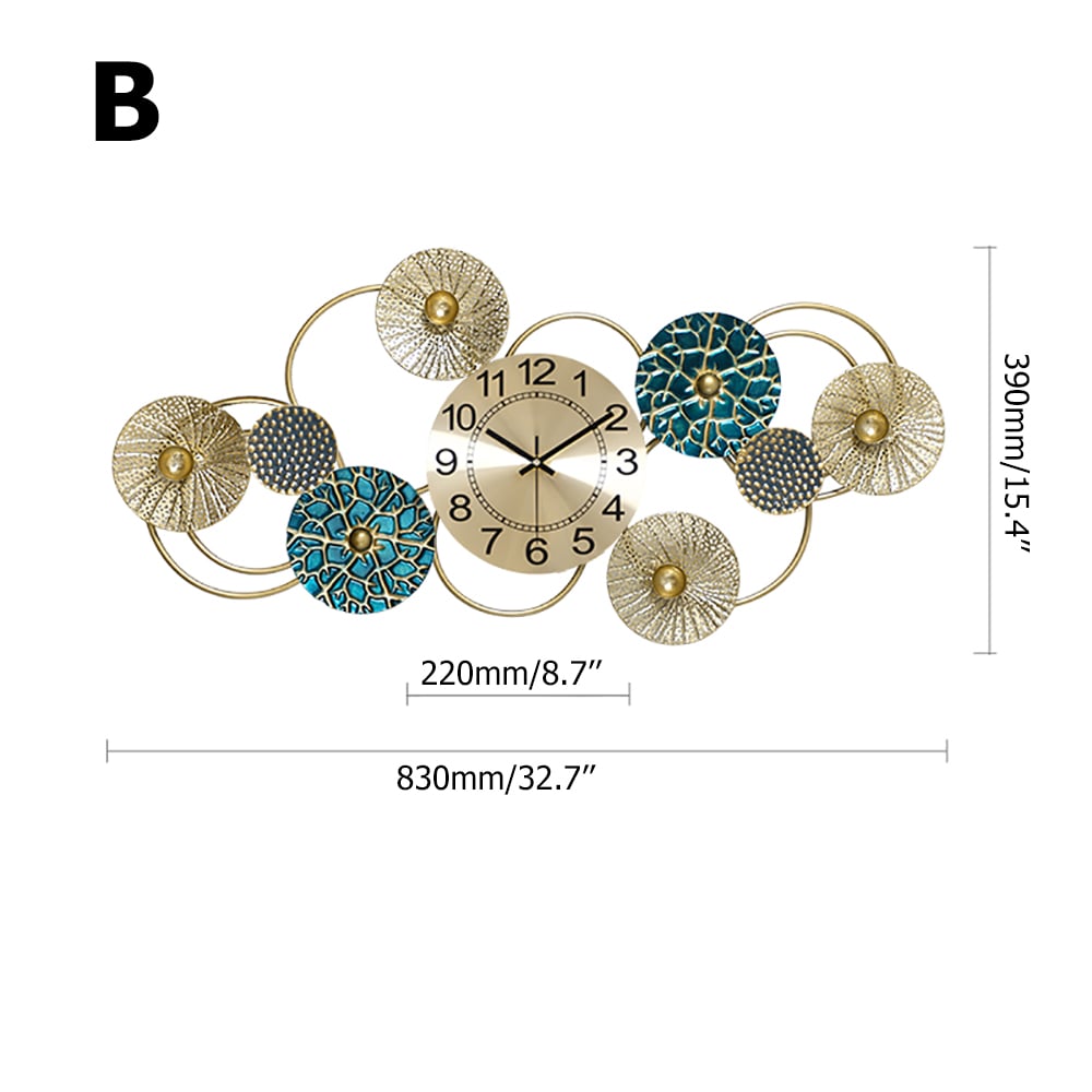 Style B Classic 3D Round Hollow-out Lotus Leaves Large Wall Clock Home Decor window image