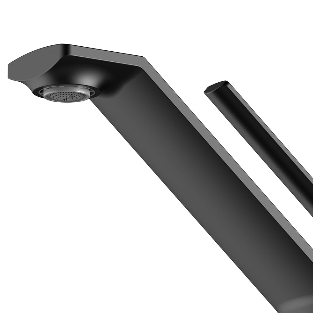 Robinet de comptoir à levier unique aéré noir mat en laiton massif image de fenêtre