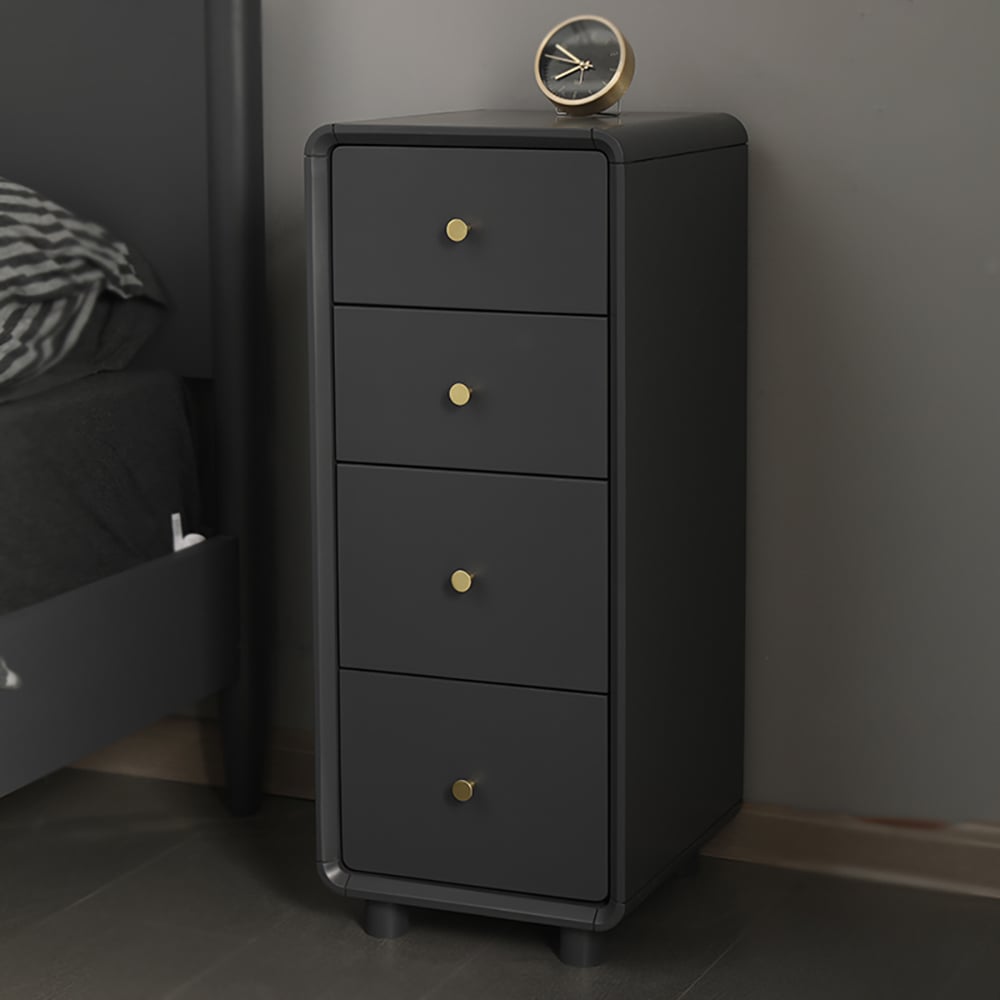 Modern Minimalist Grey Cabinet 4-Drawer Accent Slim Chest window image