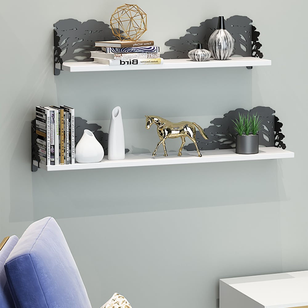 2-Tier Floating Shelves Decor Art Storage Shelf window image