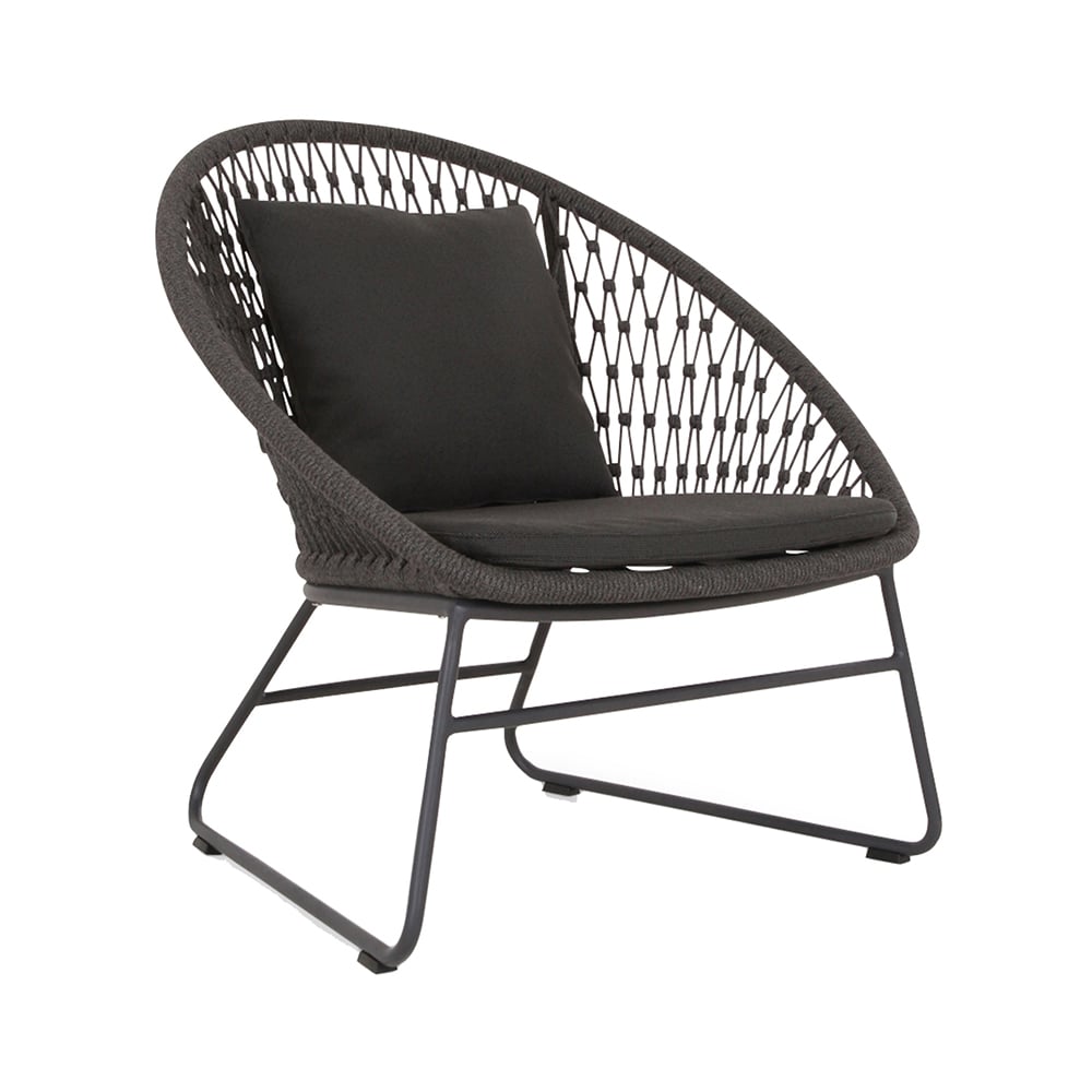 Gray Rattan Patio Side Chair with Cushion Aluminum Frame window image