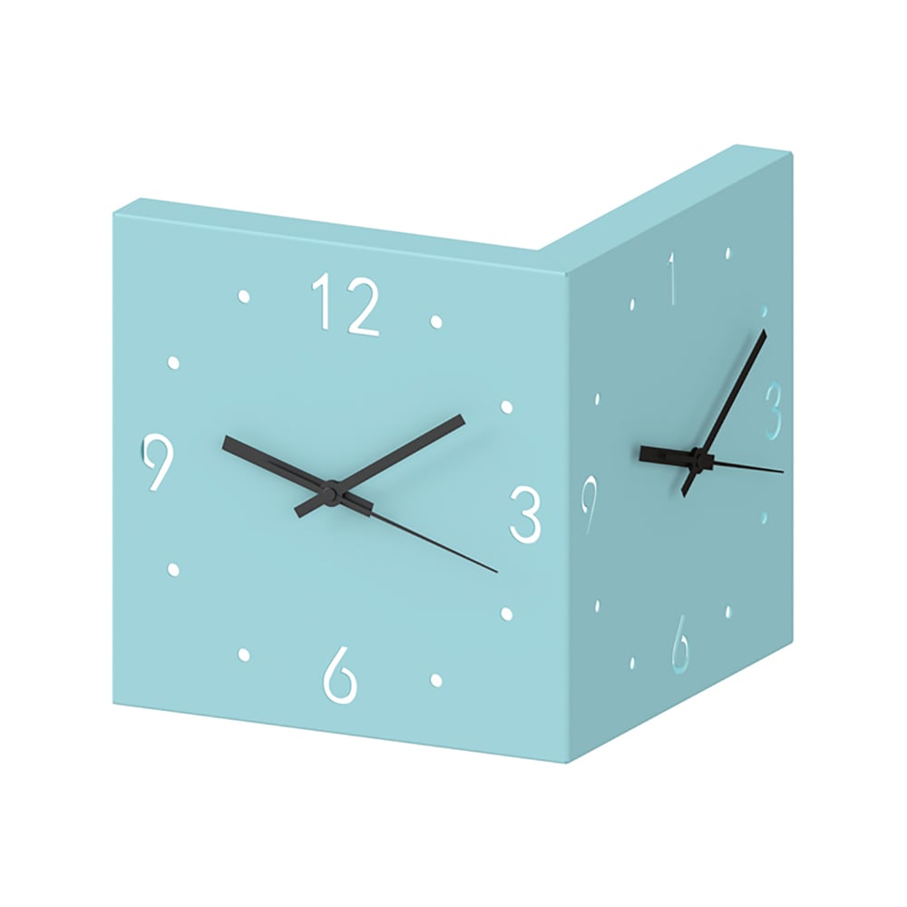 Modern Minimalist Style 3D Double-Sided Square Metal Corner Wall Clock window image