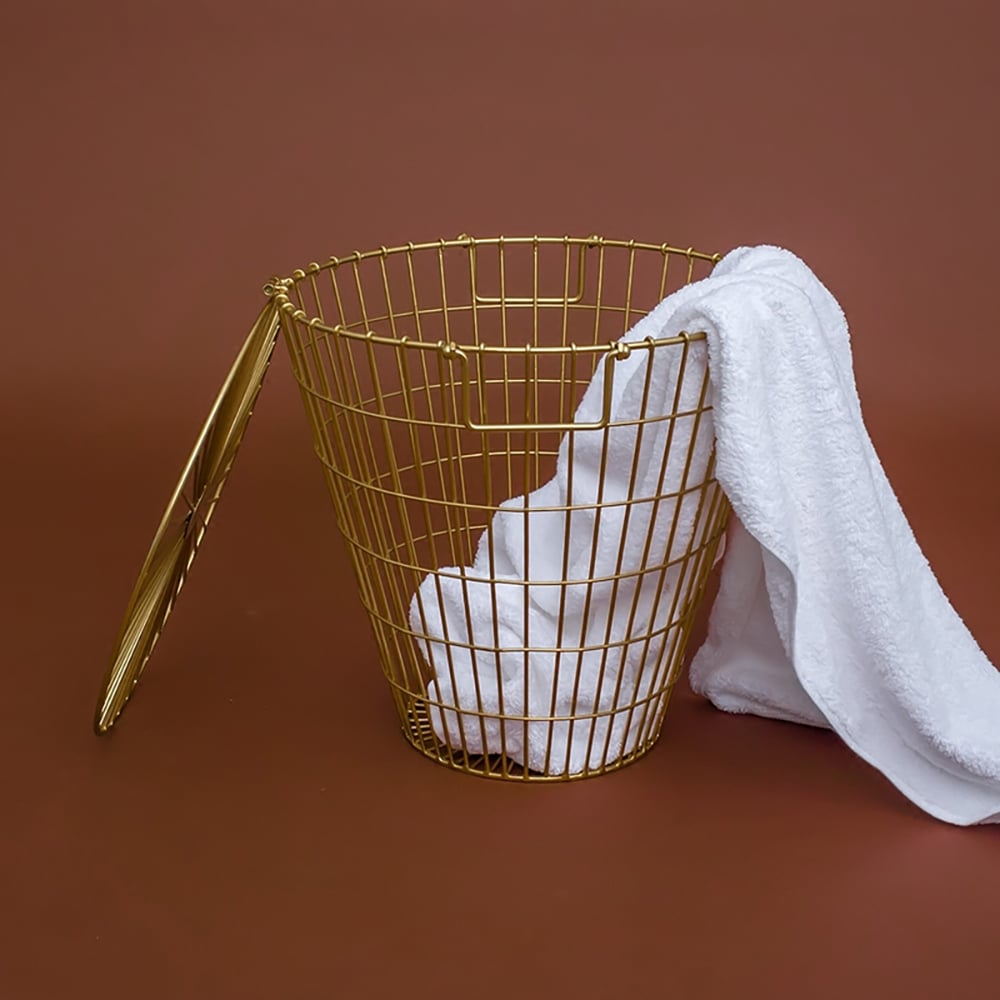 Round Wire Standing Bathroom Organiser Basket with Cover window image