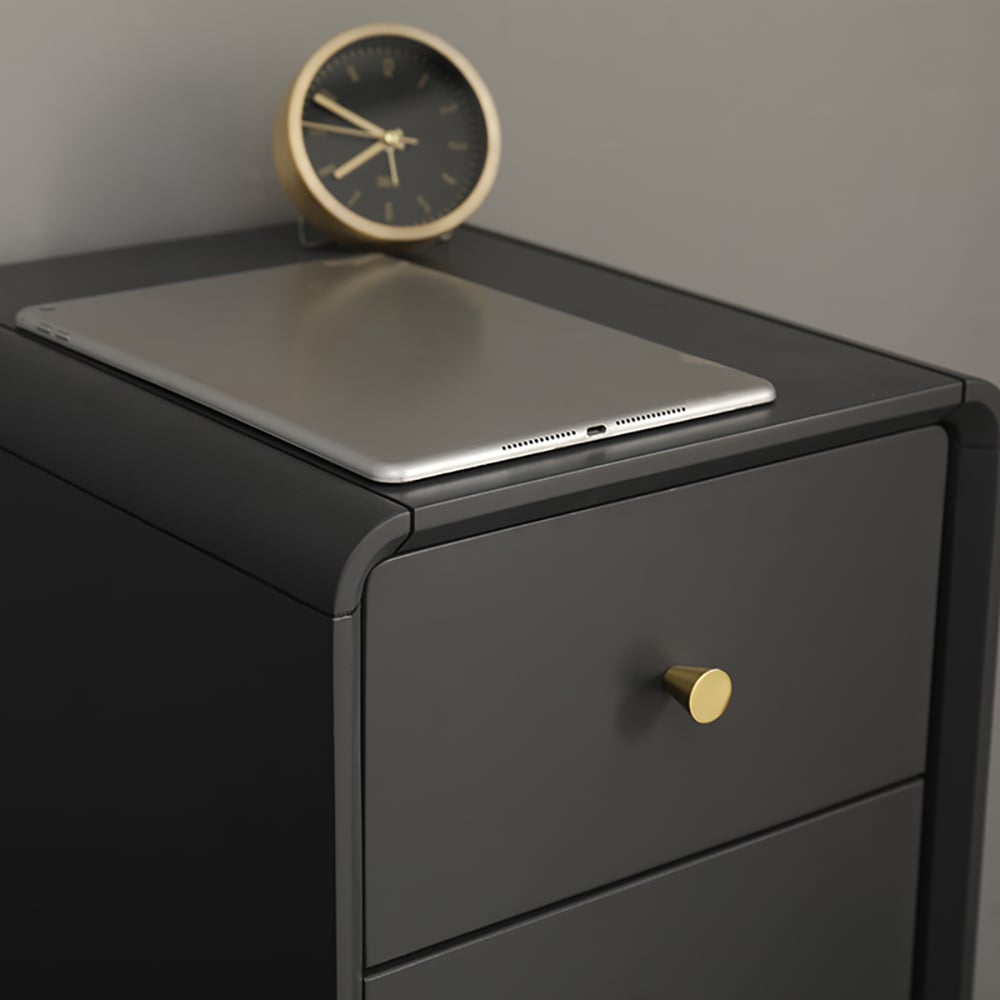 Modern Minimalist Grey Cabinet 4-Drawer Accent Slim Chest window image