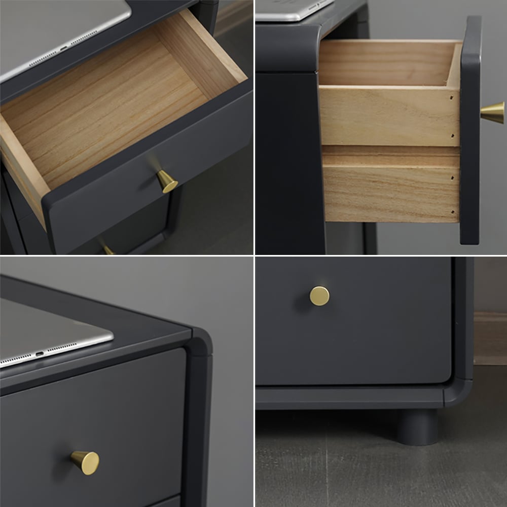 Modern Minimalist Grey Cabinet 4-Drawer Accent Slim Chest window image