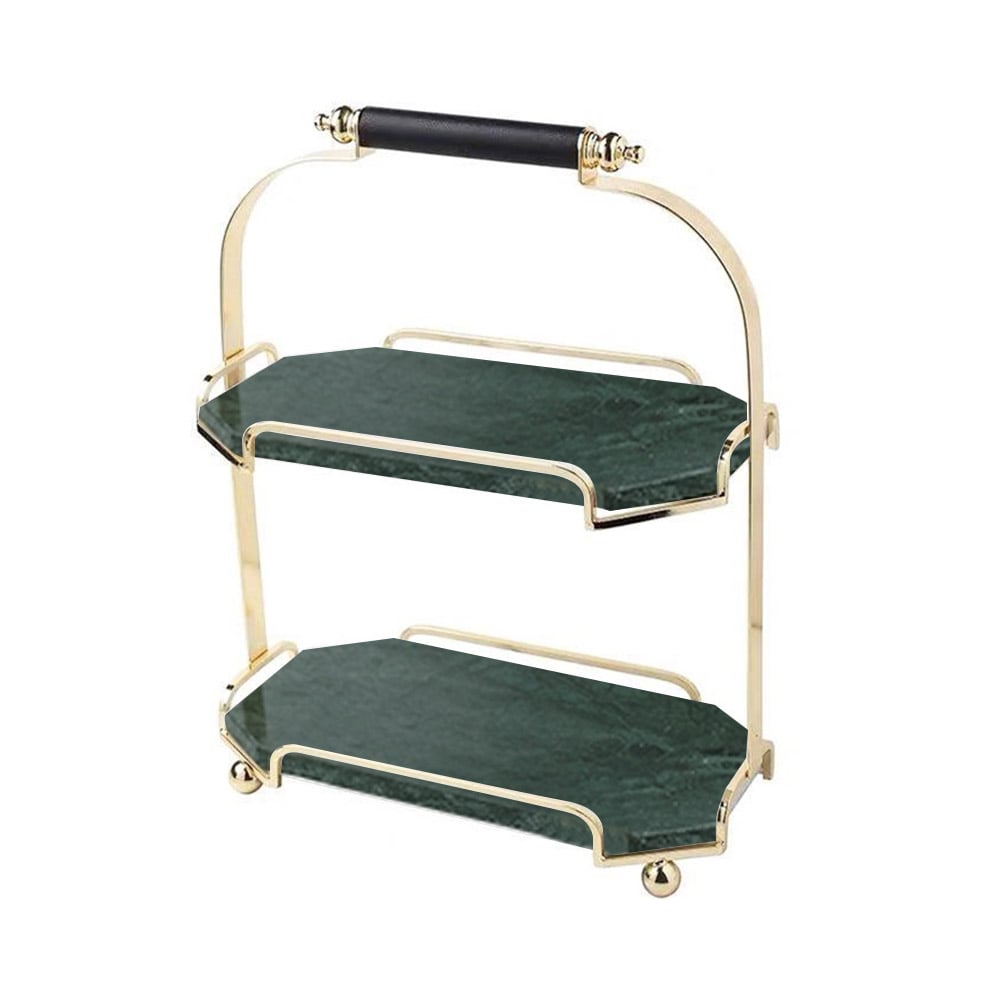 Green 2-Tier Modern Marble Desk Organiser Vanity Tray with Handle window image