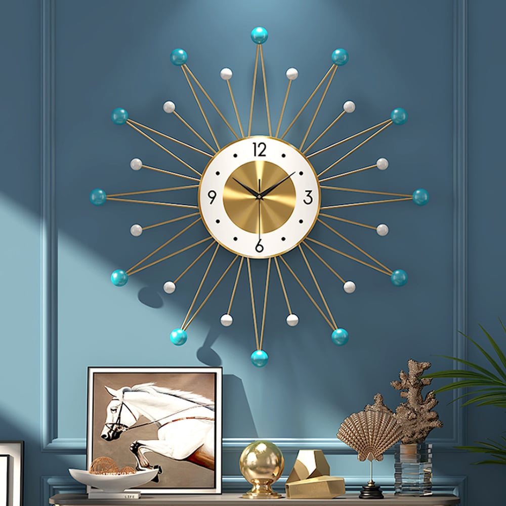 Style B Nordic Minimalist Sunburst Metal Silent Wall Clock Modern Home Decor window image