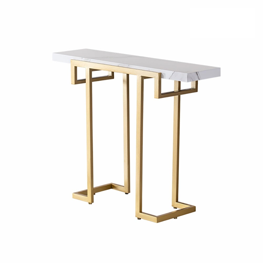 White Modern Narrow Console Table with MDF Top & Metal Frame window image
