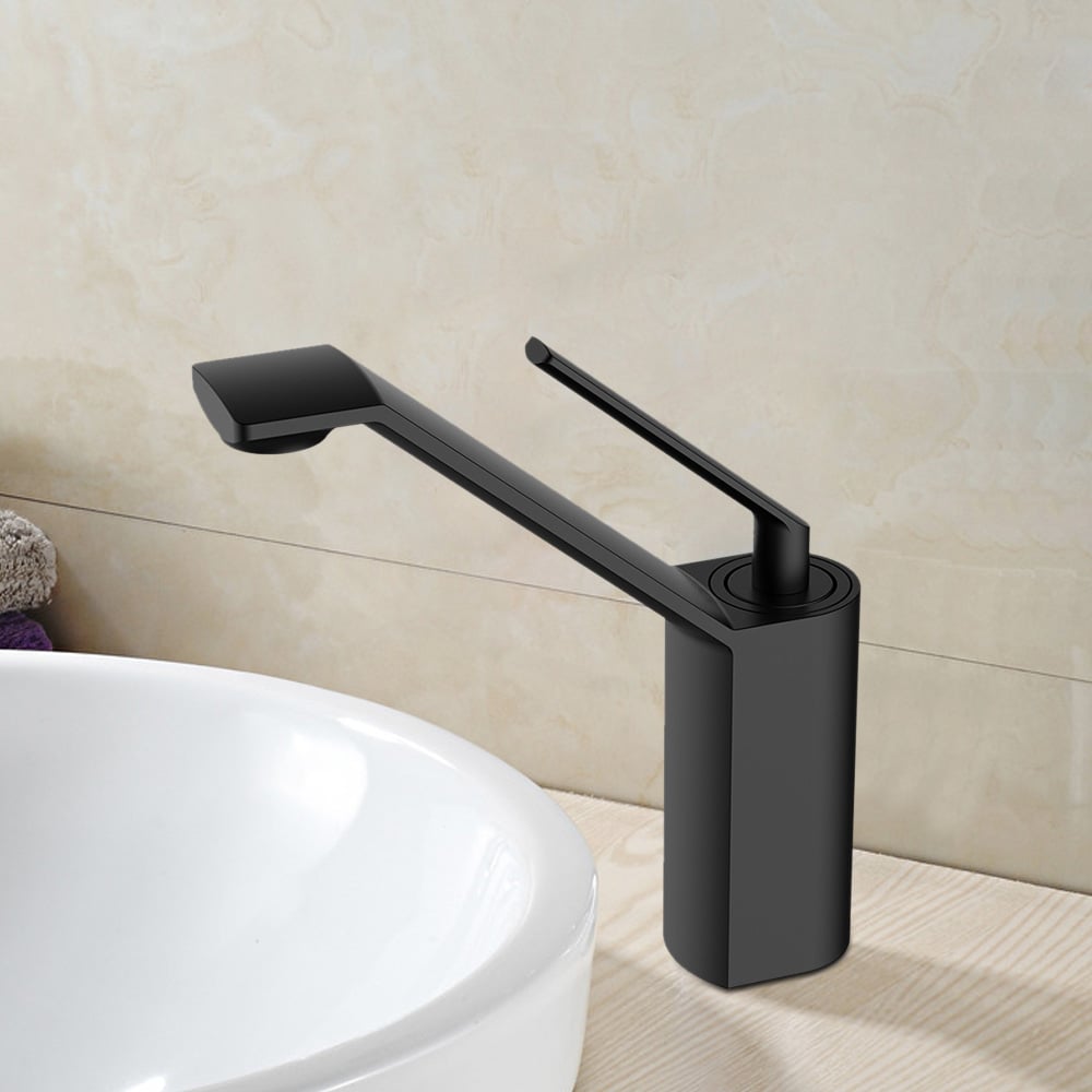 Robinet de comptoir à levier unique aéré noir mat en laiton massif image de fenêtre