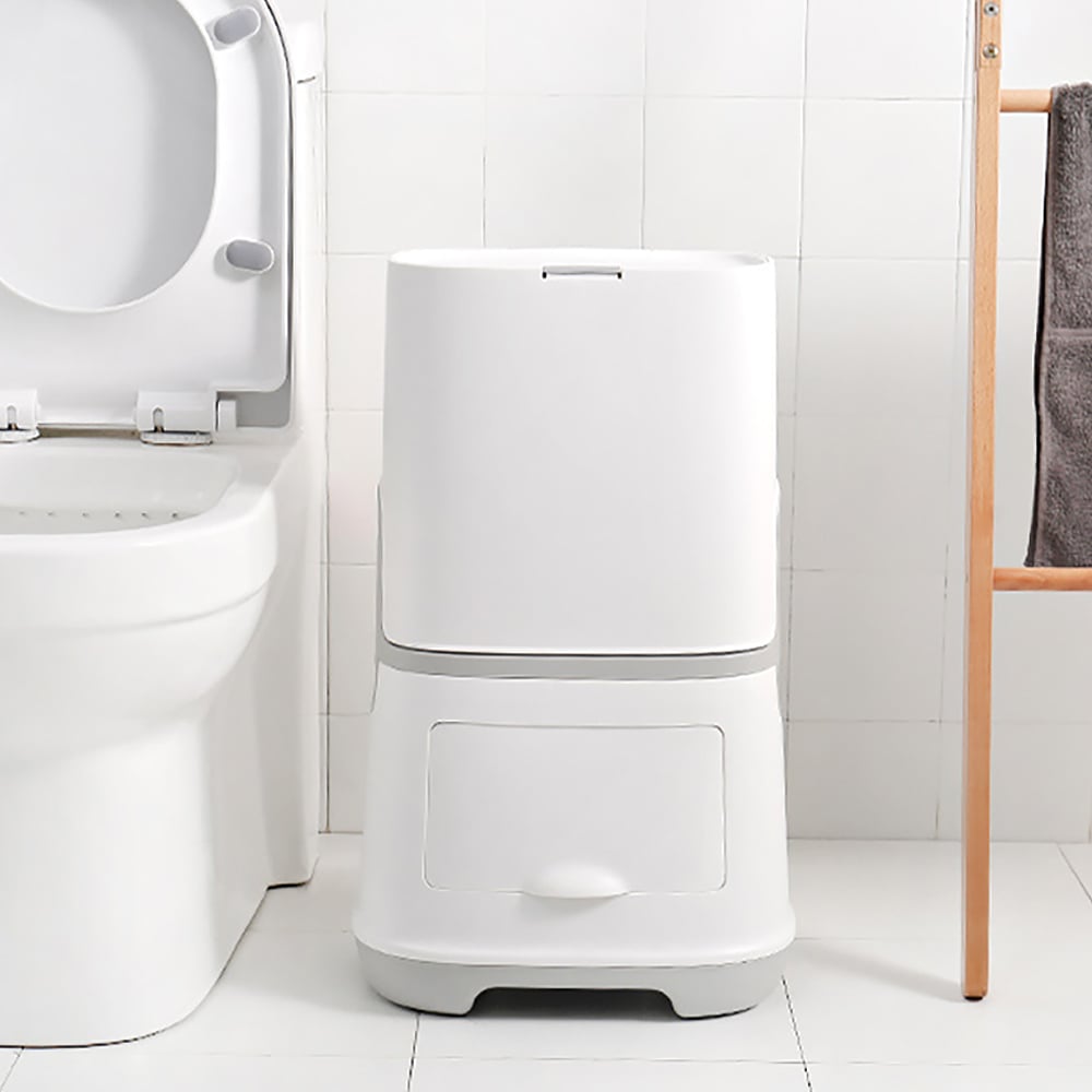 Poubelle de tri des ordures de cuisine avec tabouret et tiroir 5,28 gallon-blanc image de fenêtre