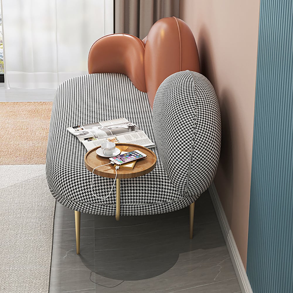 Orange 59.1" Upholstered Sofa Houndstooth Sofa 2-Tone Design Sofa with a Tray Top window image