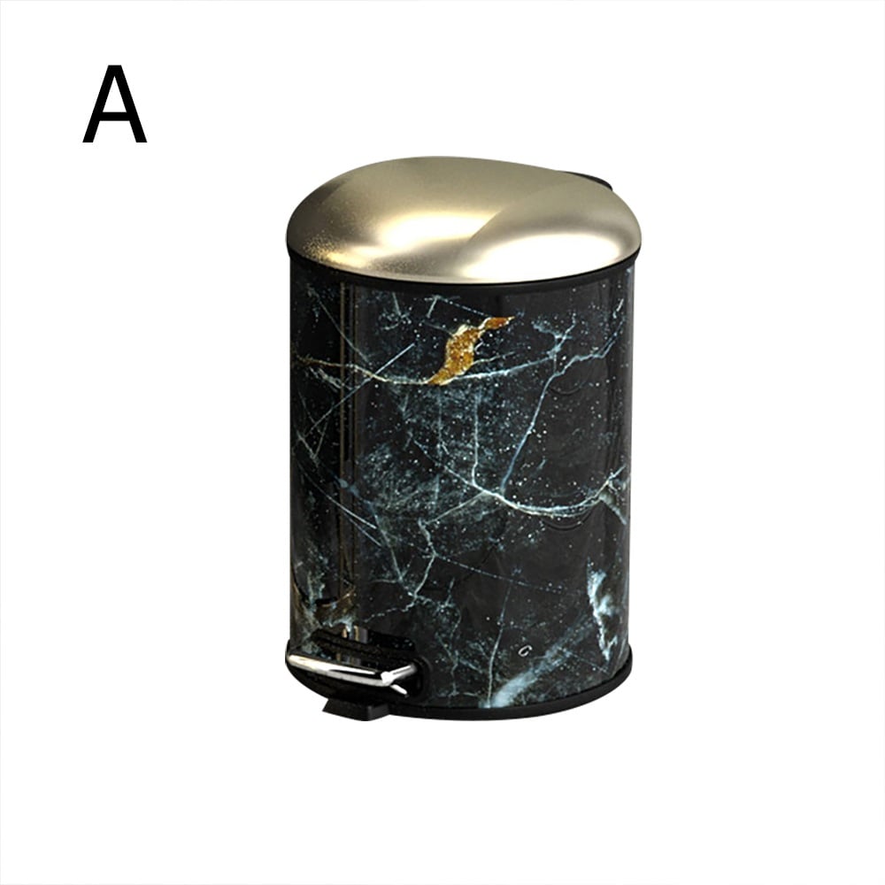 Modern Round 2 Gallon Pedal Kitchen Trash Can in Stainless Steel window image