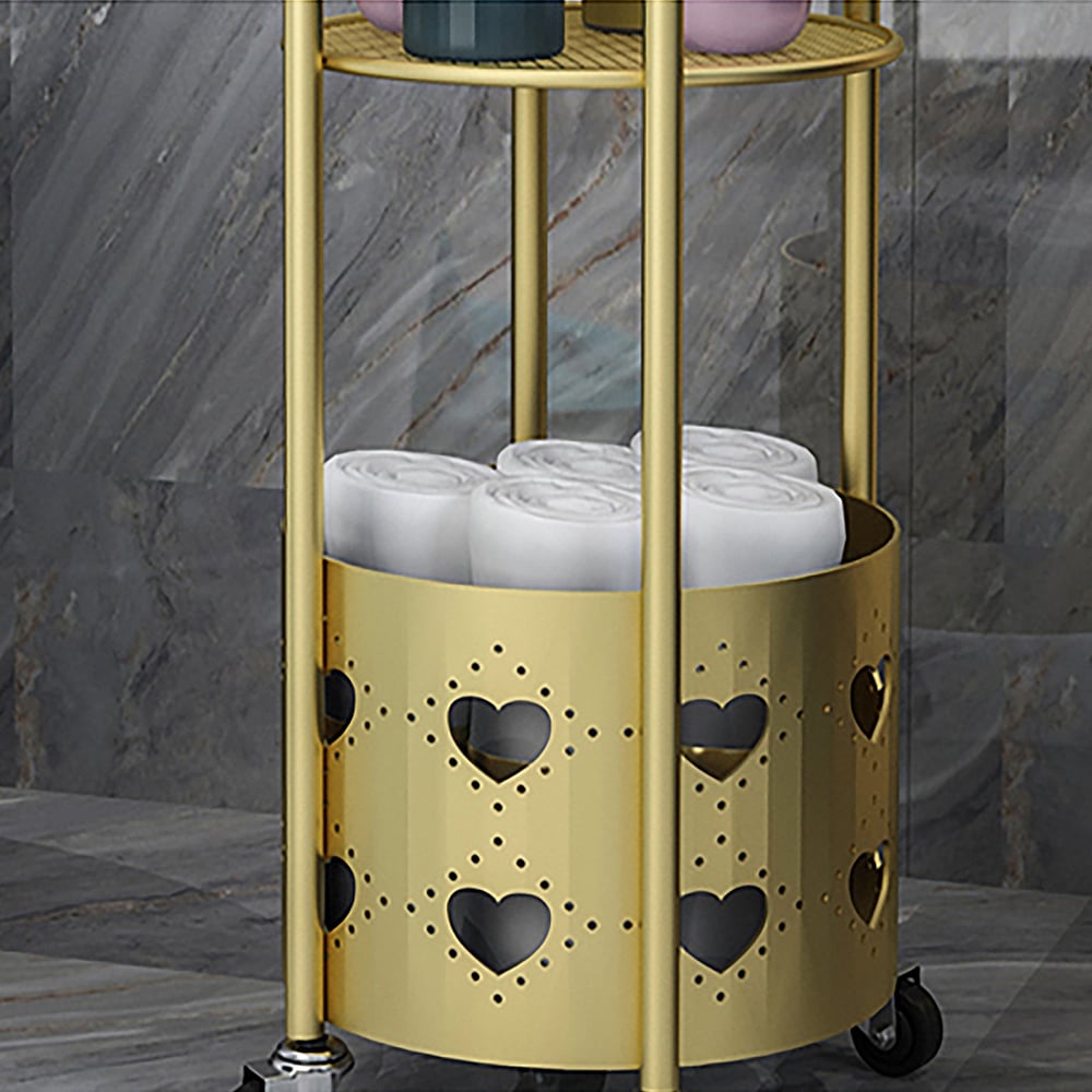 2-Tier Modern Bathroom Storage Rack with Basket on Wheels window image