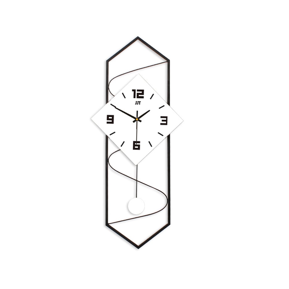 Geometric Decorative Wood&Metal Wall Clock with Pendulum window image