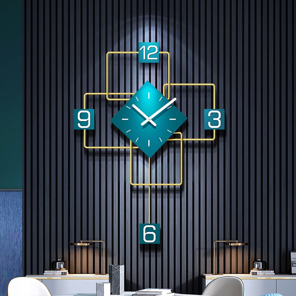 Style A Gold & Green Nordic Geometry Modern Simple Fashion Wall Clock window image