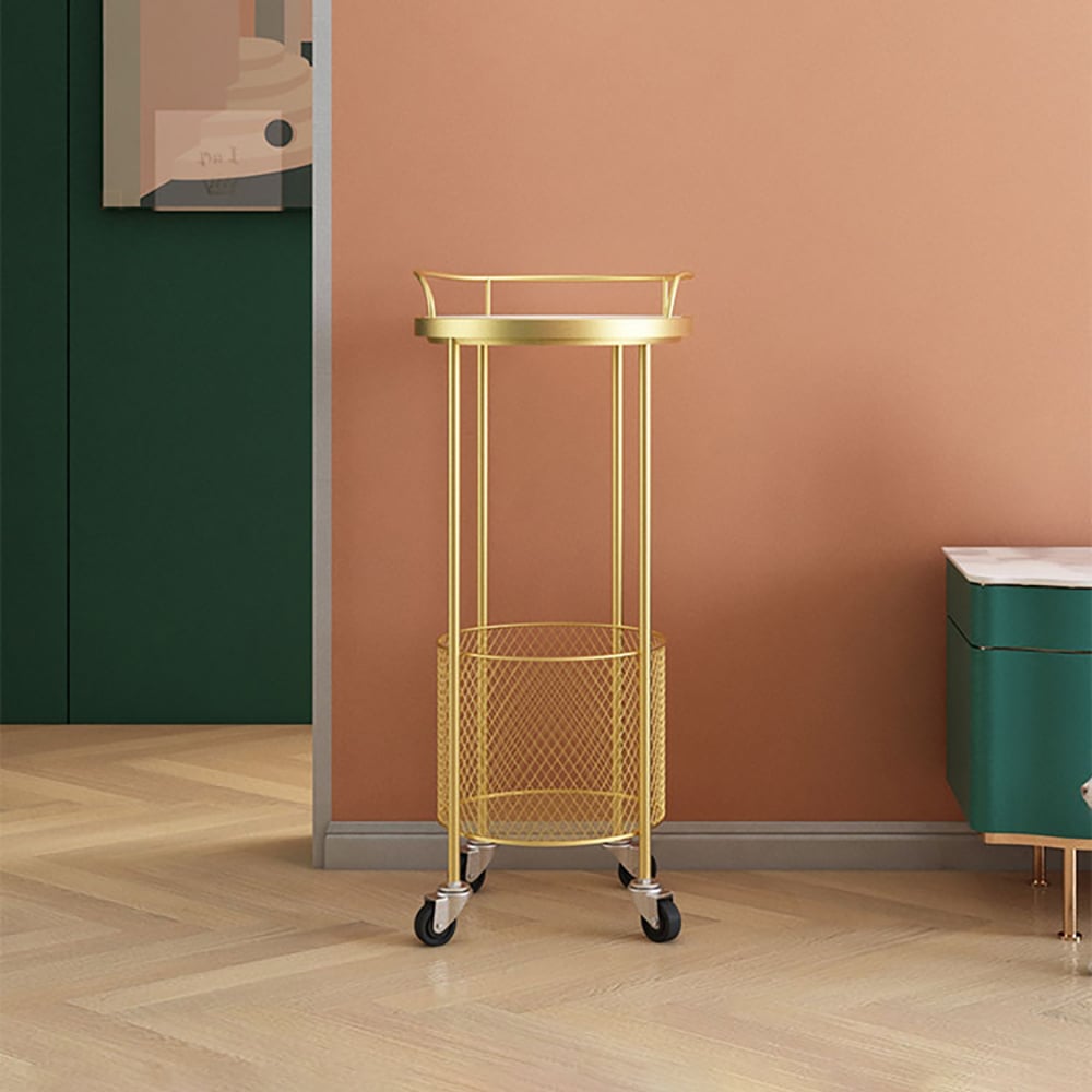 Gold Modern Rolling Storage Cart Bath Cart Side Table window image