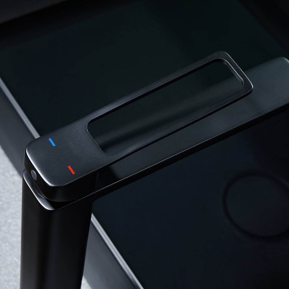 Robinet de comptoir de salle de bain monobloc en laiton massif, poignée à levier unique, noir image de fenêtre