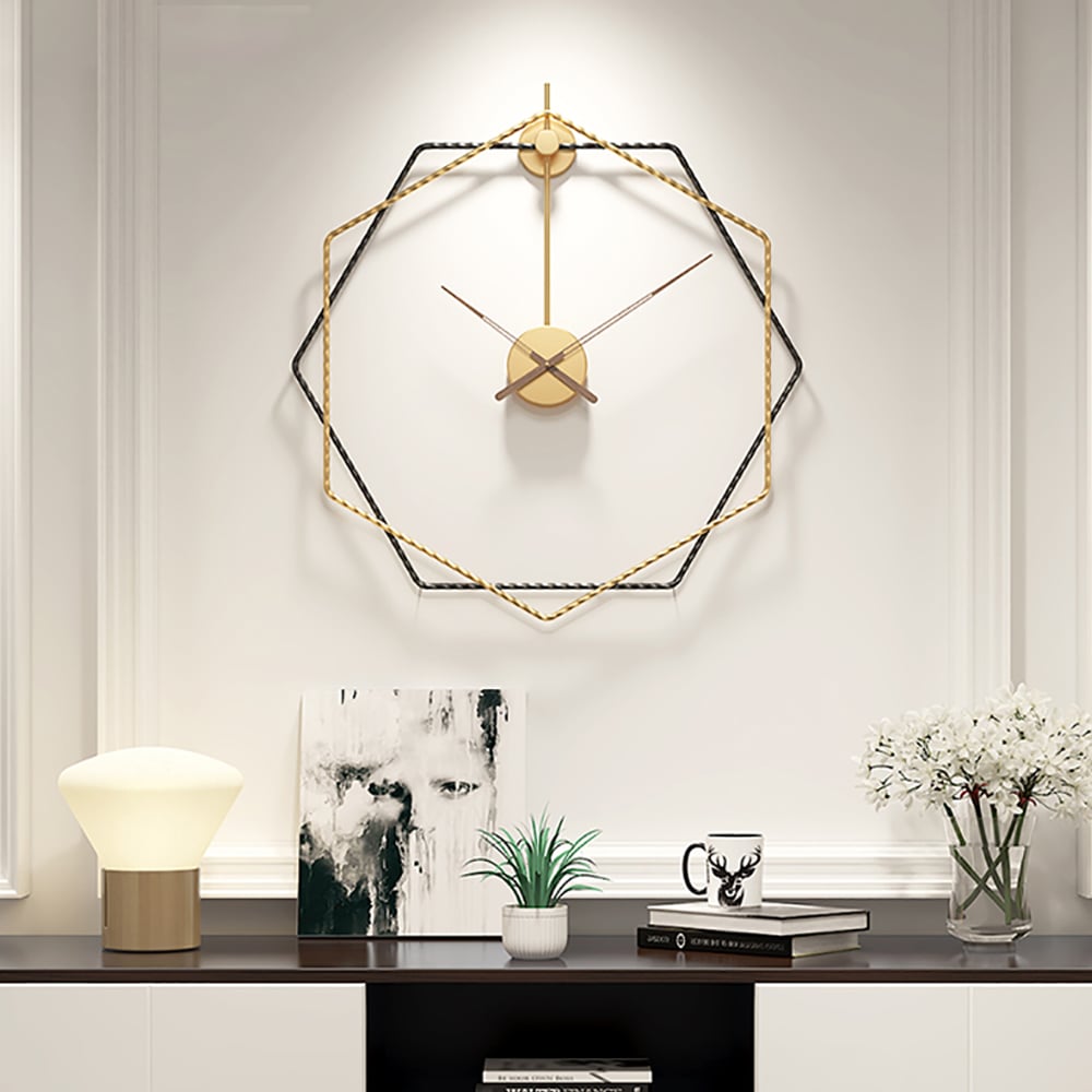 500mm Modern Luxury Minimalist Artistic Metal Large Geometry Wall Clock window image