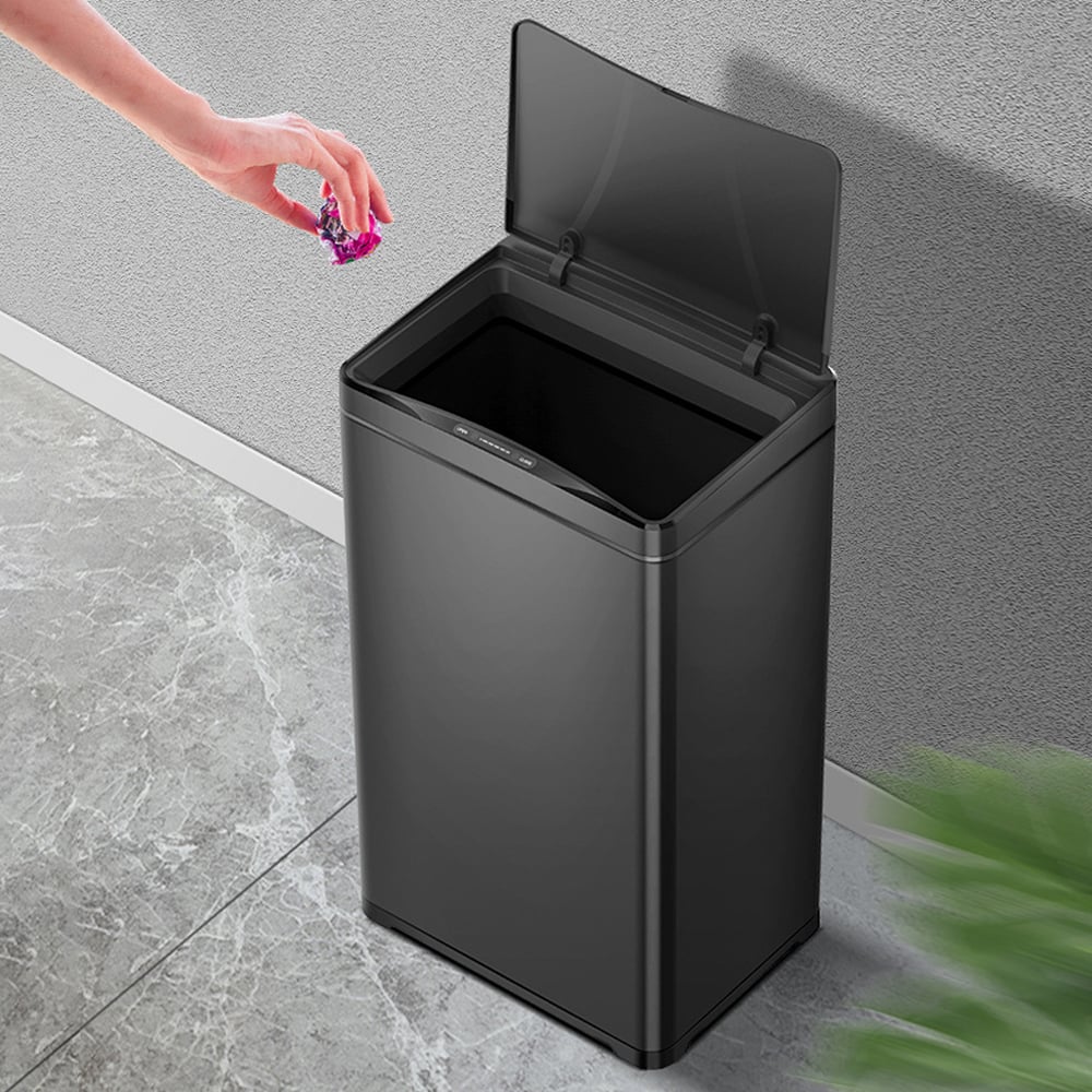 Intelligent Touchless Sensor Stainless Steel Trash Can 13 Gallon-Black window image