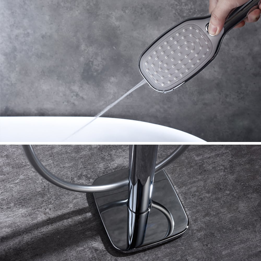 Contemporary Tub Filler Freestanding Luxury Bathtub Filler Faucet with Handheld Shower window image