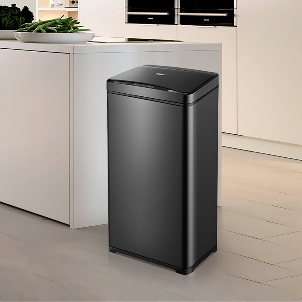 Intelligent Touchless Sensor Stainless Steel Trash Can 13 Gallon-Black window image