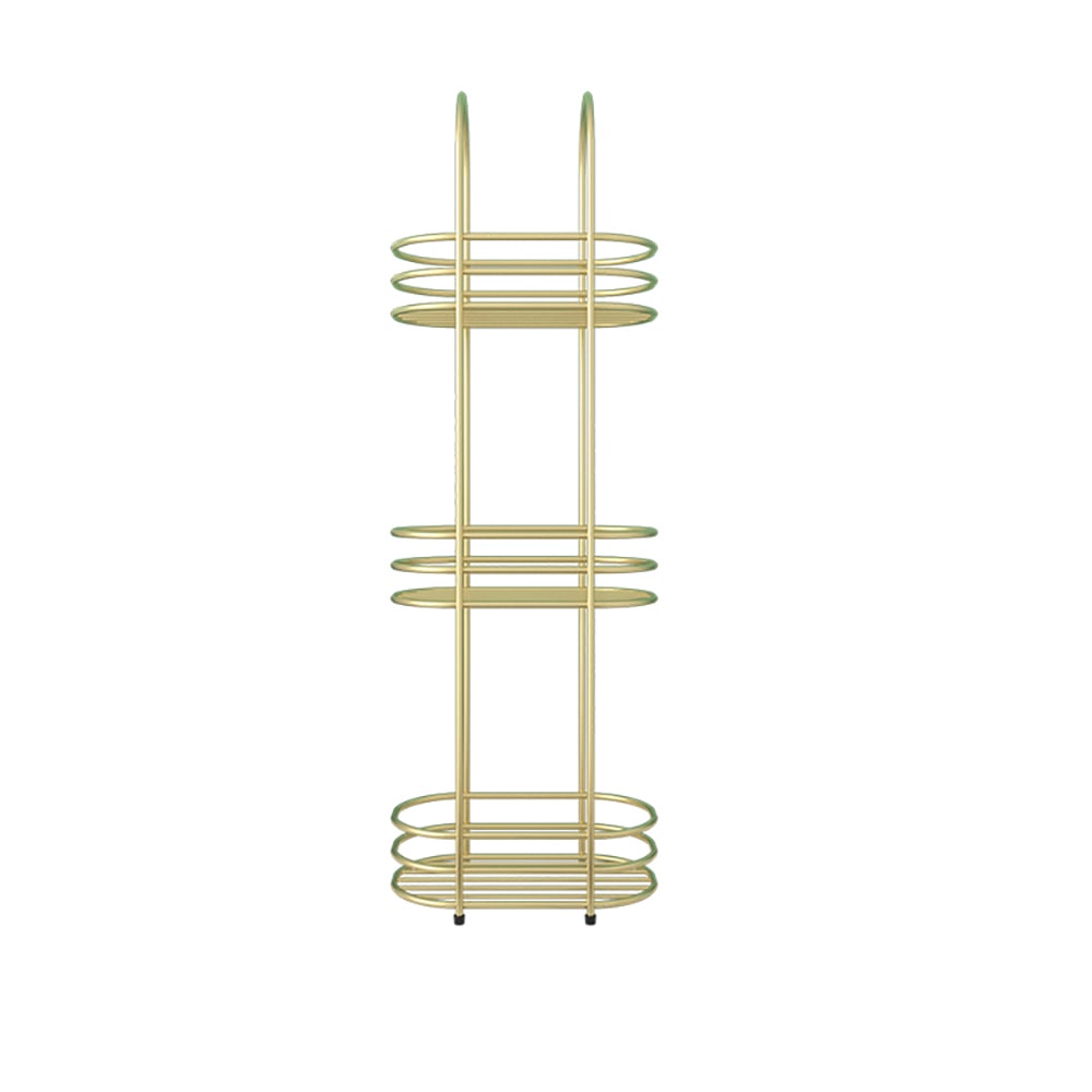 3 Tiers Gold Freestanding Storage Bathroom Shelves with Handles window image