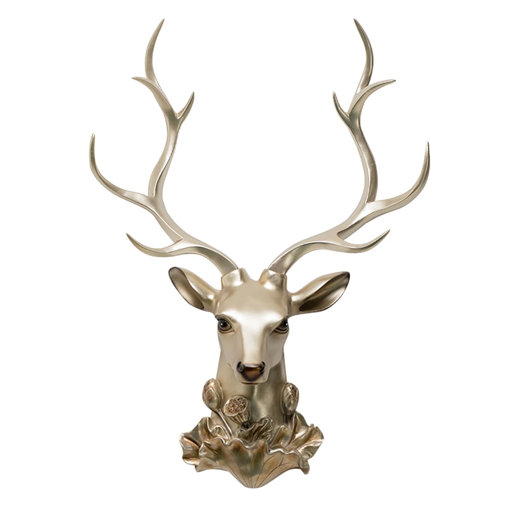 Luxury Deer Head Sculpture Wall Decor Home Resin Statues Art window image