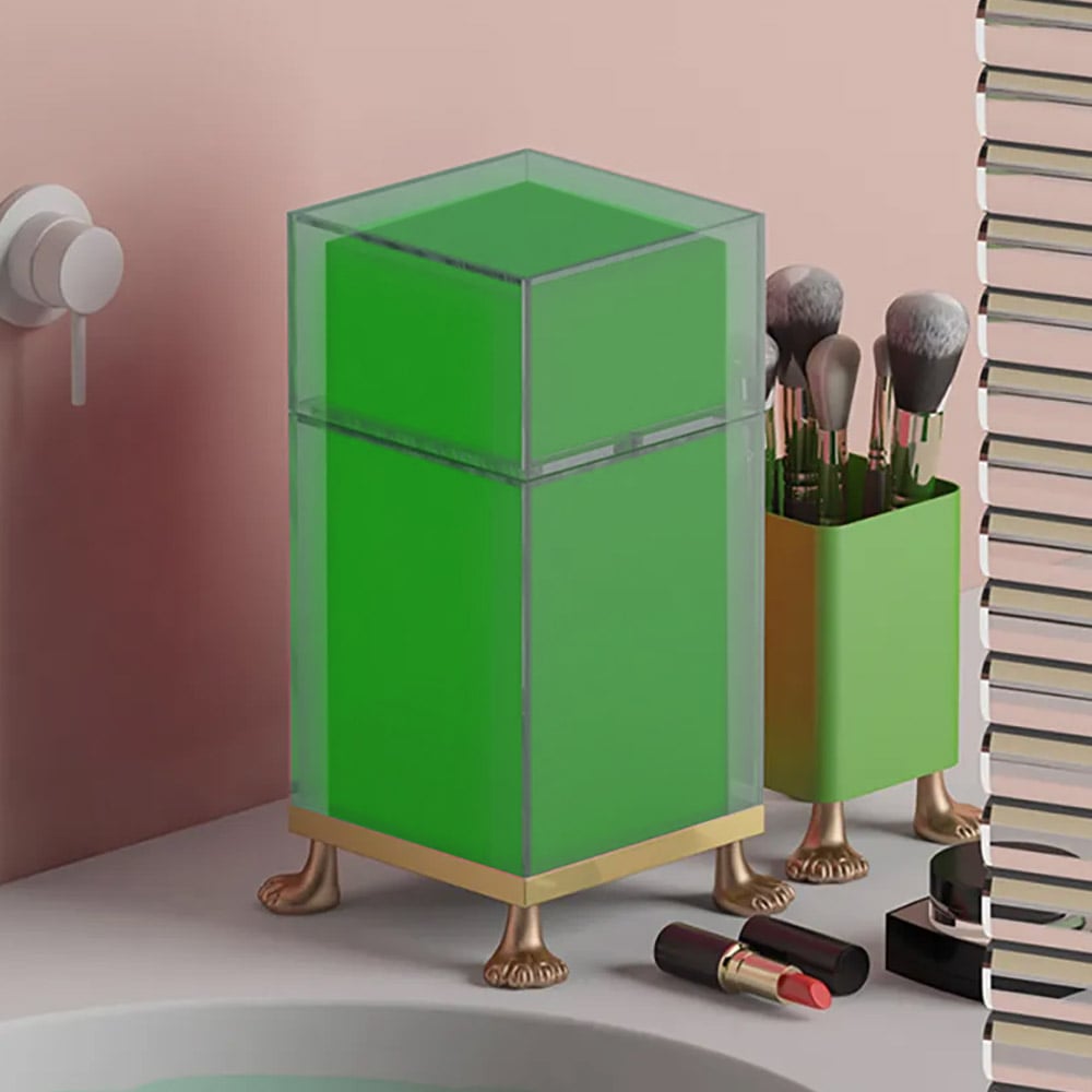 Double-Layer Makeup Brush Holder Organiser Dustproof with Lid & Pearls window image