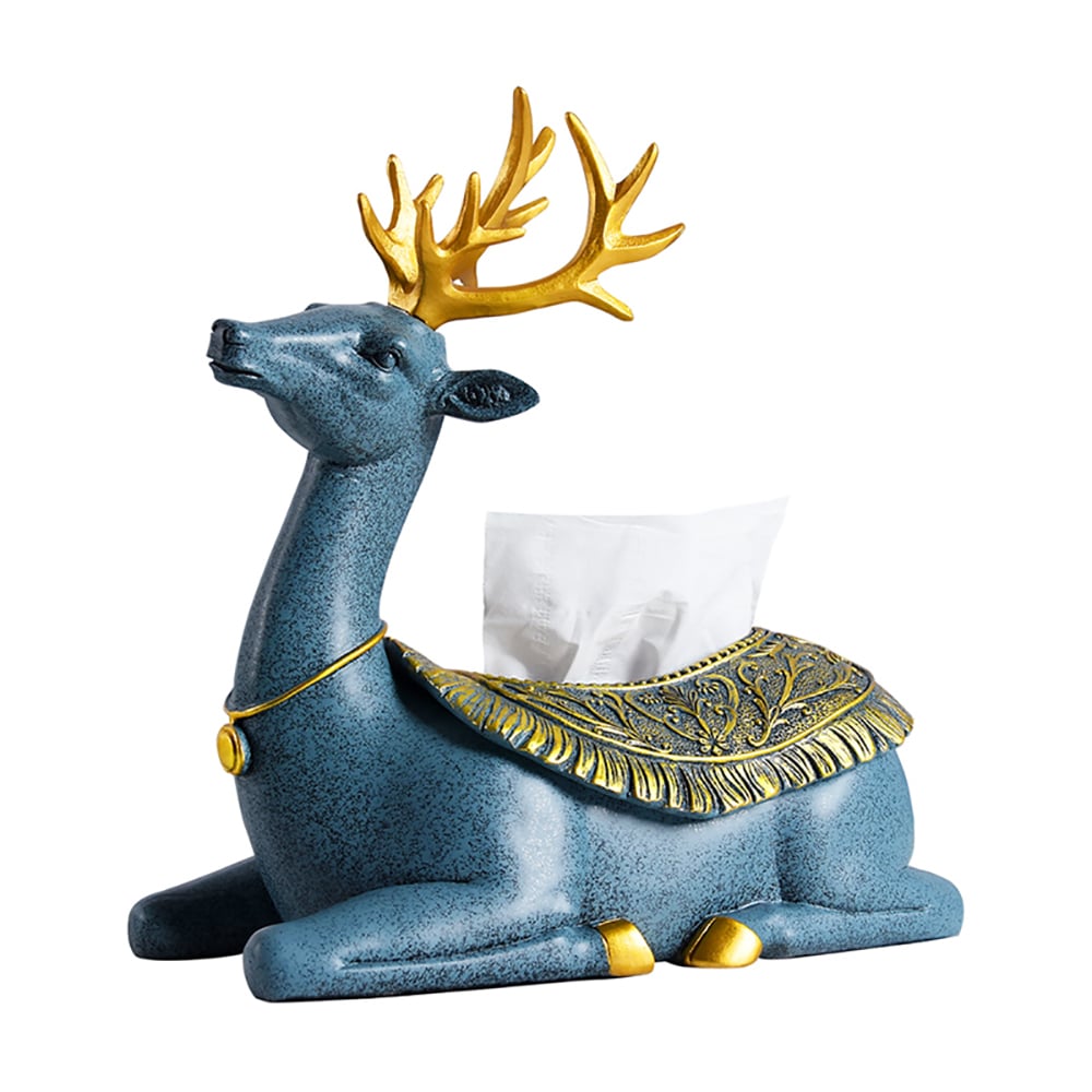 Deer Sculpture Tissue Box Cover in Blue window image