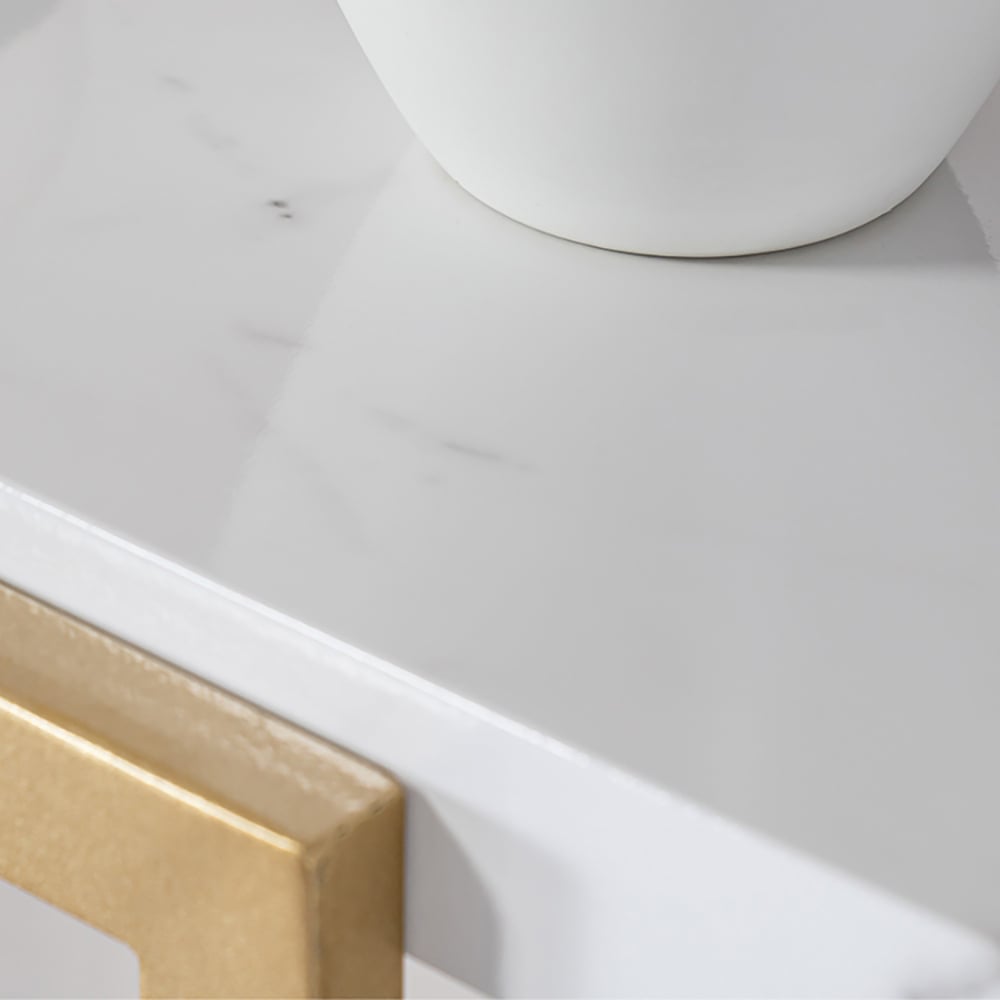 White Modern Narrow Console Table with MDF Top & Metal Frame window image