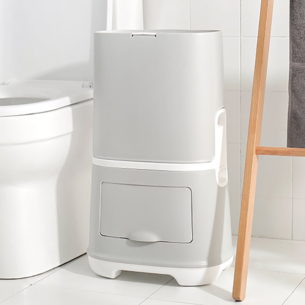 Poubelle de tri des ordures de cuisine avec tabouret et tiroir 5,28 gallon-gris image de fenêtre