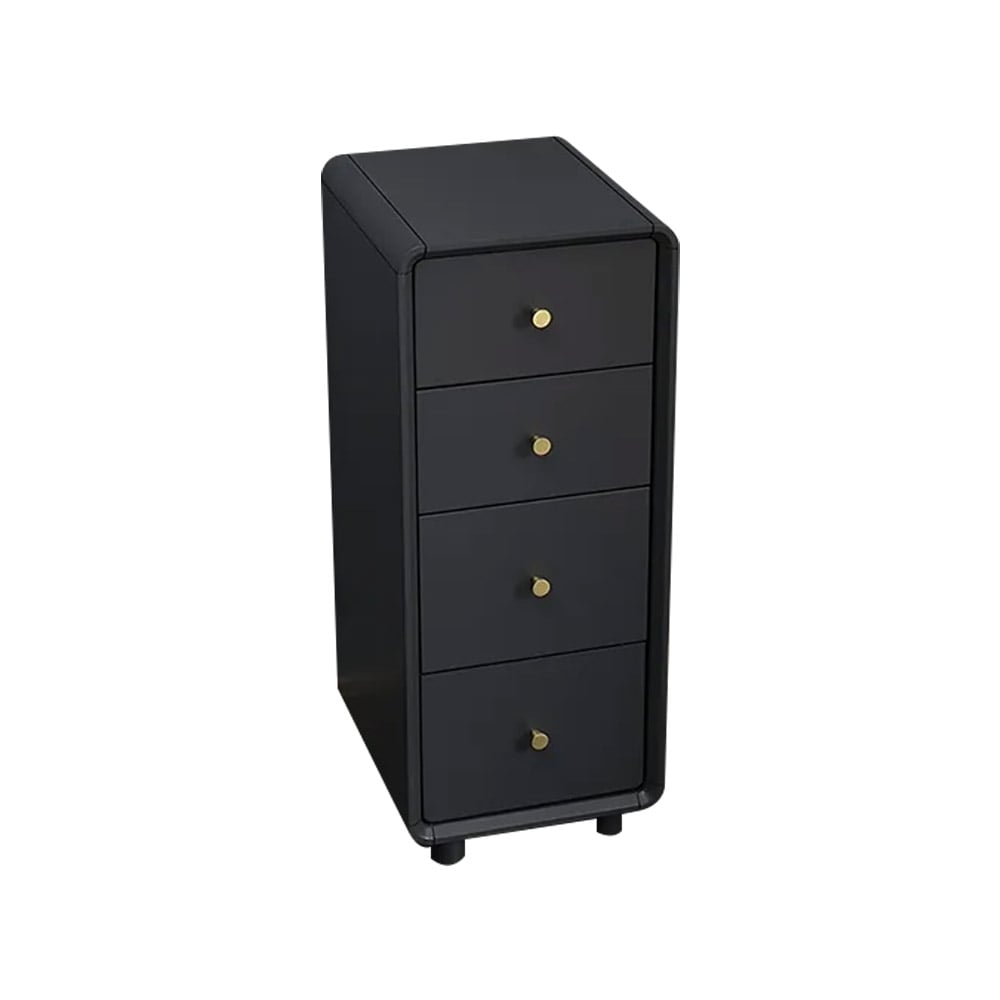 Modern Minimalist Grey Cabinet 4-Drawer Accent Slim Chest window image