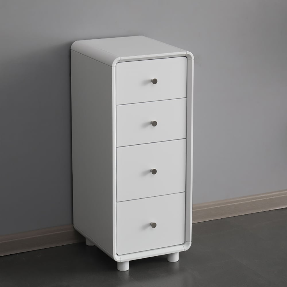 Modern Minimalist White Cabinet 4-Drawer Accent Slim Chest window image