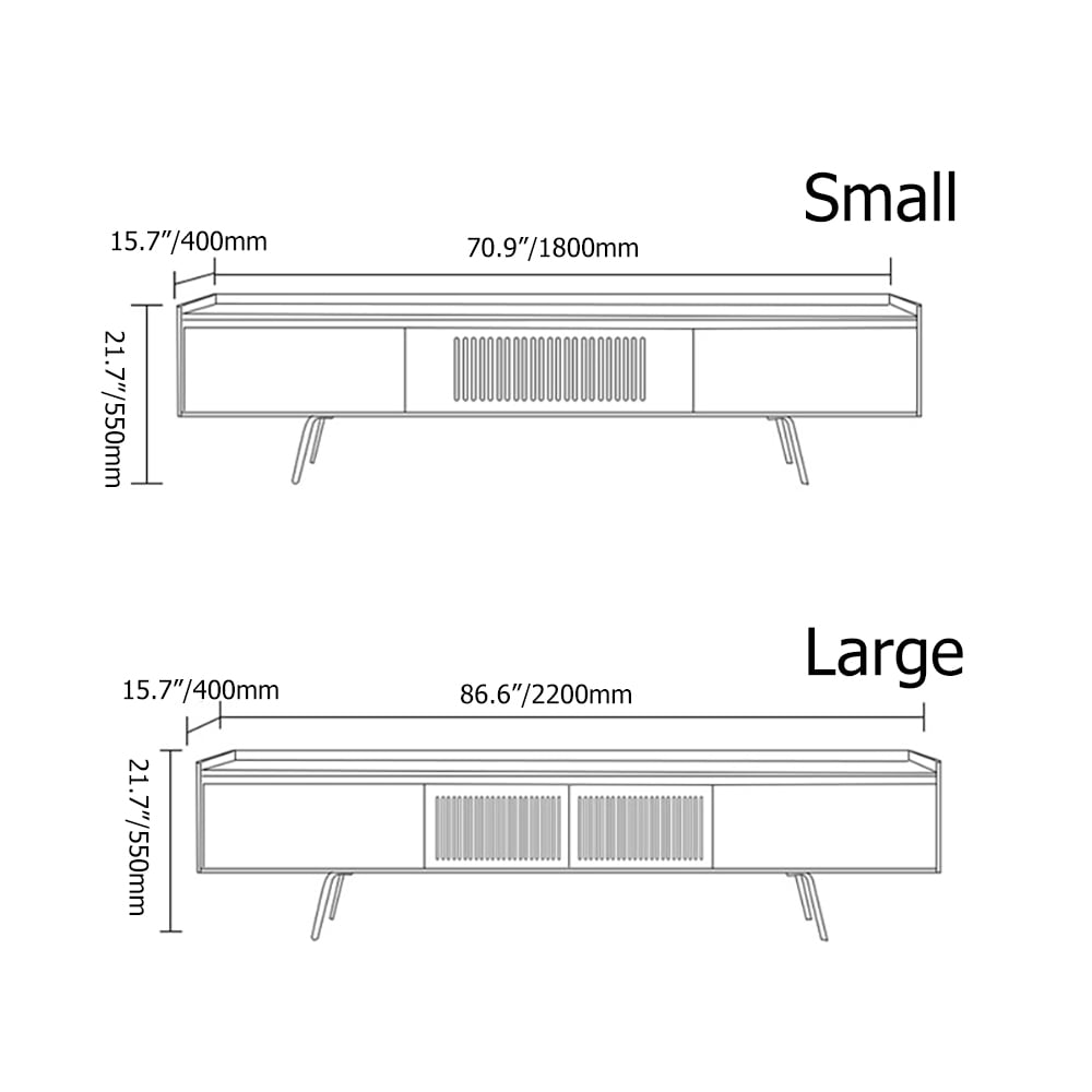 1800mm White TV Stand Nordic Media Console with 2 Doors in Small window image