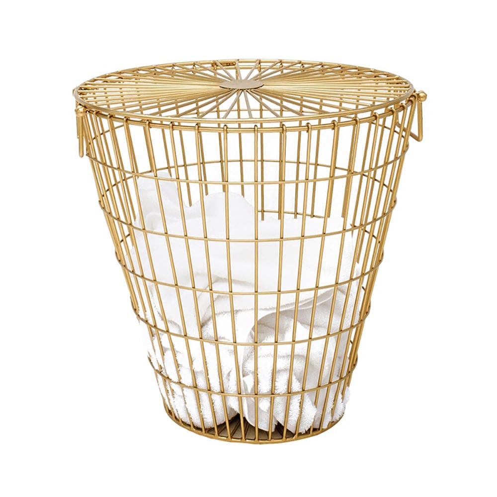 Round Wire Standing Bathroom Organiser Basket with Cover window image