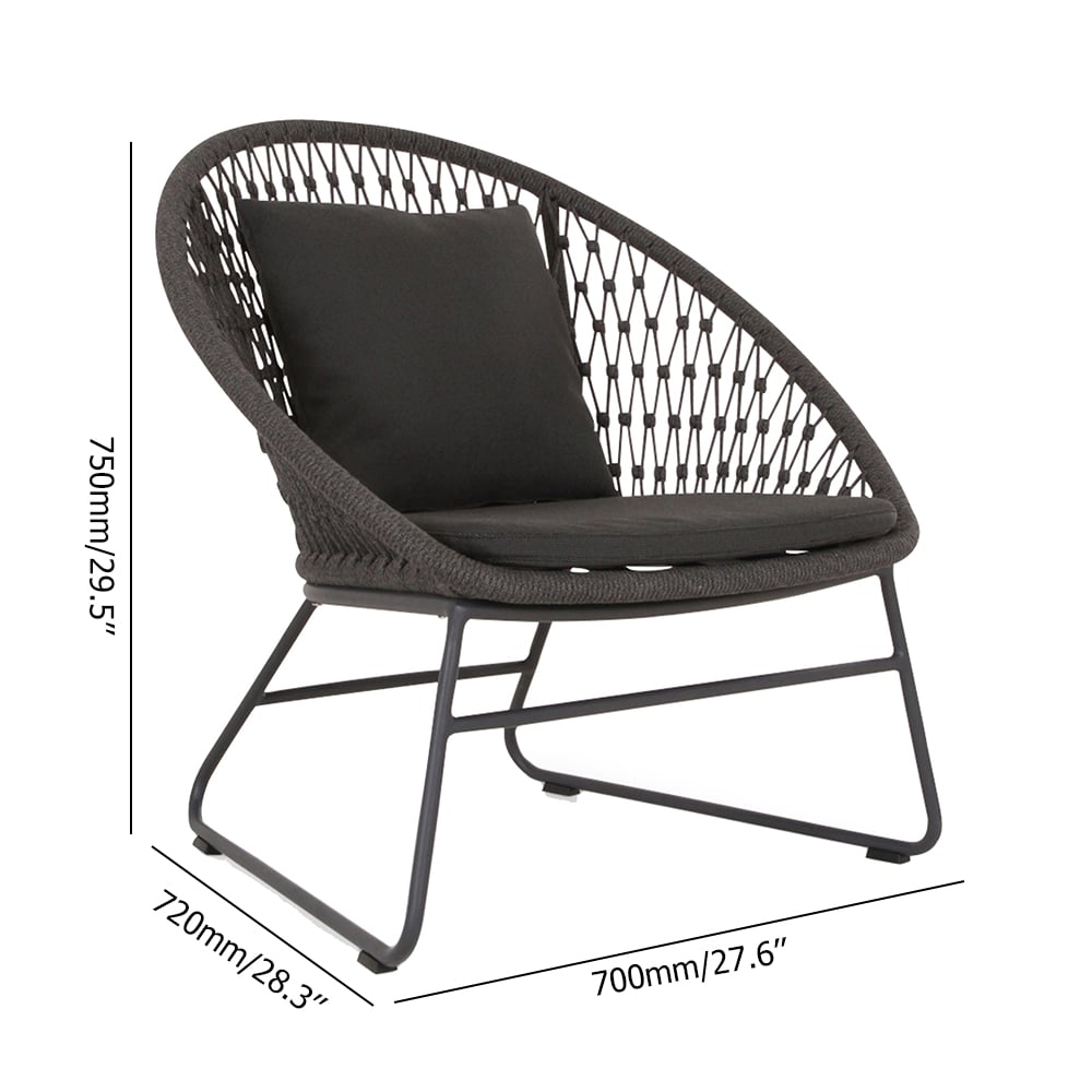 White Rattan Patio Side Chair with Cushion Aluminum Frame window image