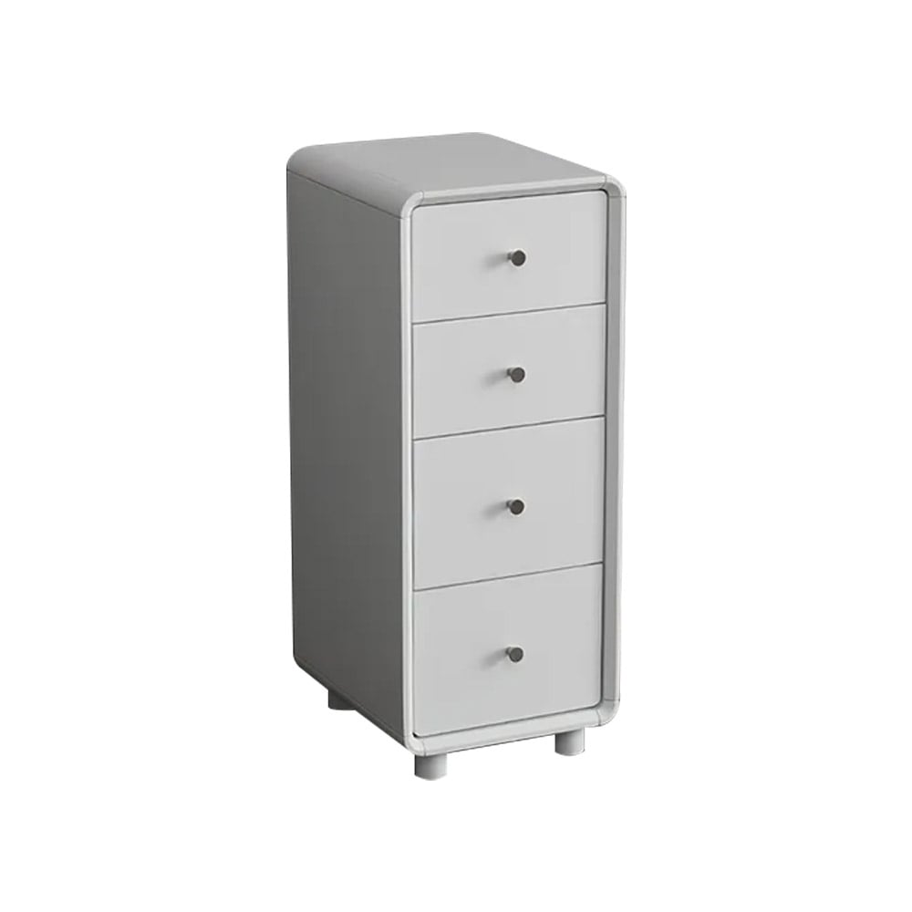 Modern Minimalist White Cabinet 4-Drawer Accent Slim Chest window image