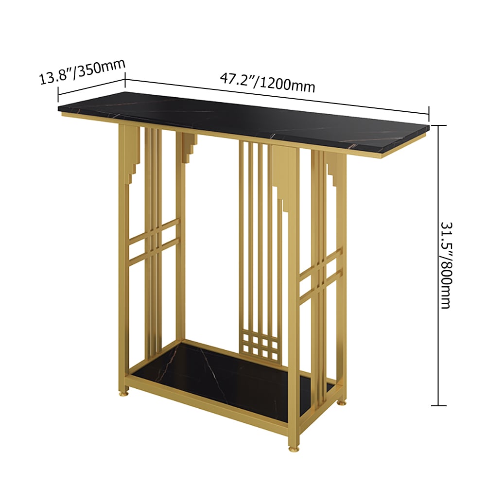 Black Console Table with Storage Sintered Stone Top & Metal Frame window image