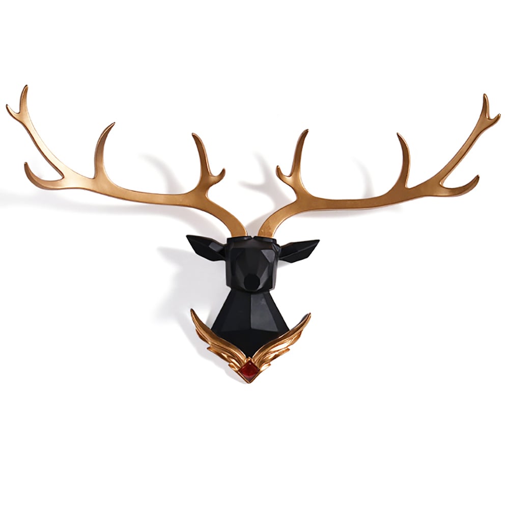 Ceative Luxury Deer Head Sculpture Wall Decor Home Resin Statues Art window image