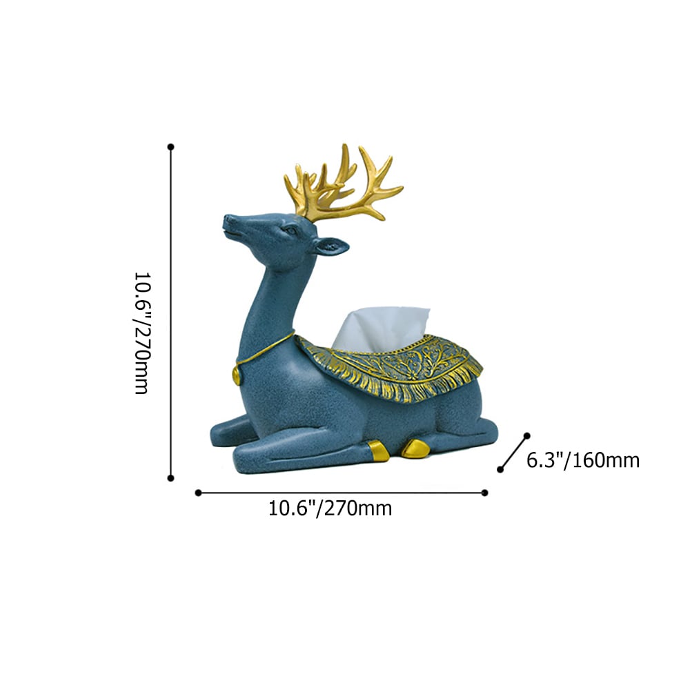 Deer Sculpture Tissue Box Cover in Blue window image
