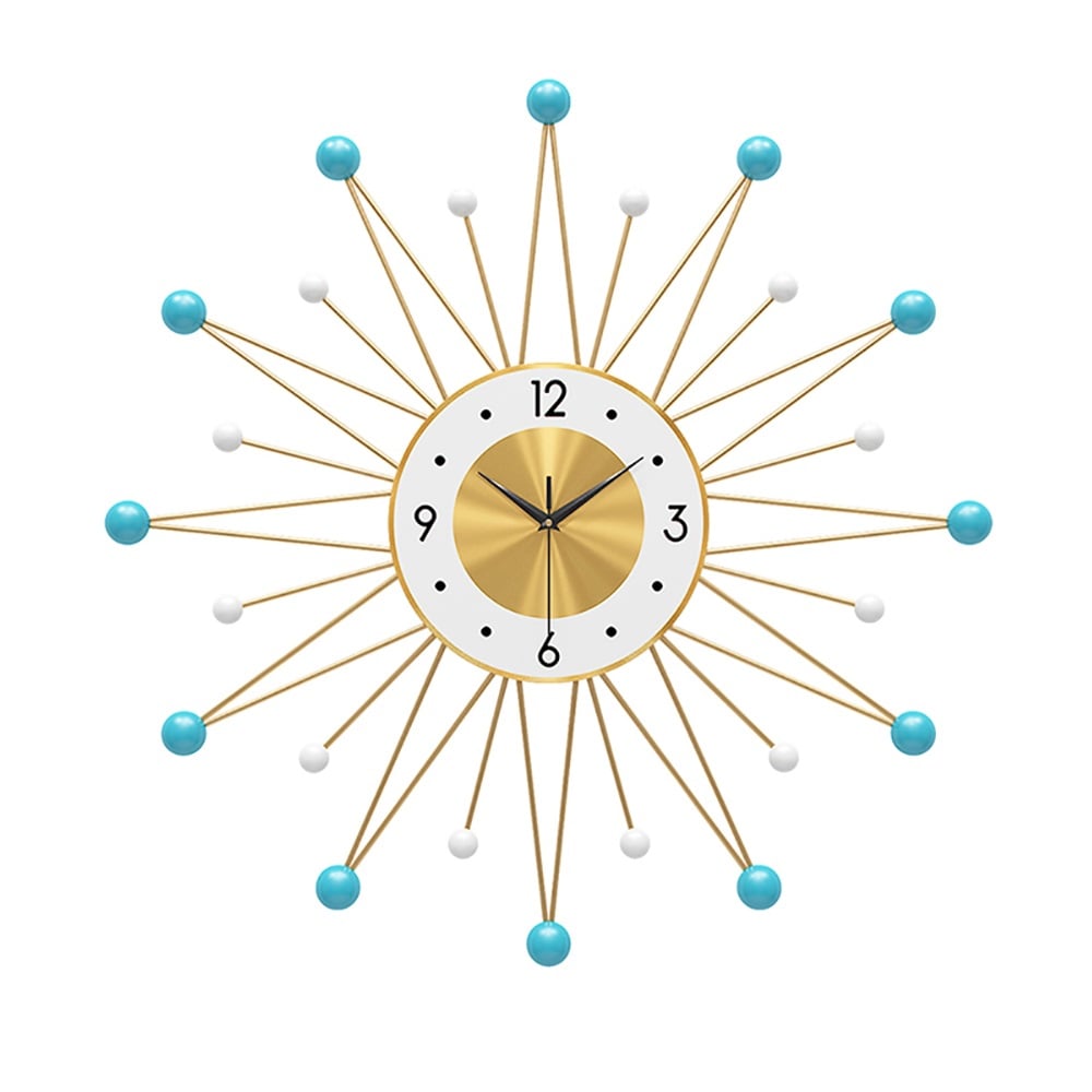 Style B Nordic Minimalist Sunburst Metal Silent Wall Clock Modern Home Decor window image
