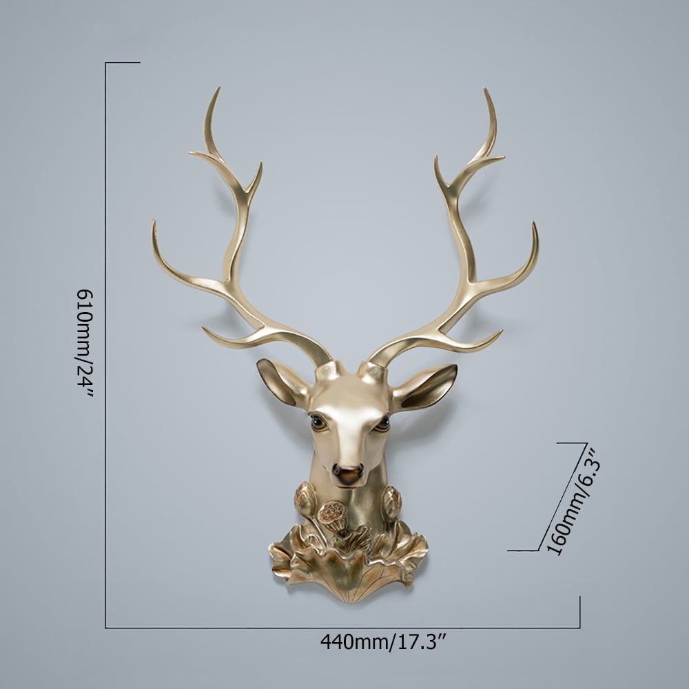 Luxury Deer Head Sculpture Wall Decor Home Resin Statues Art window image