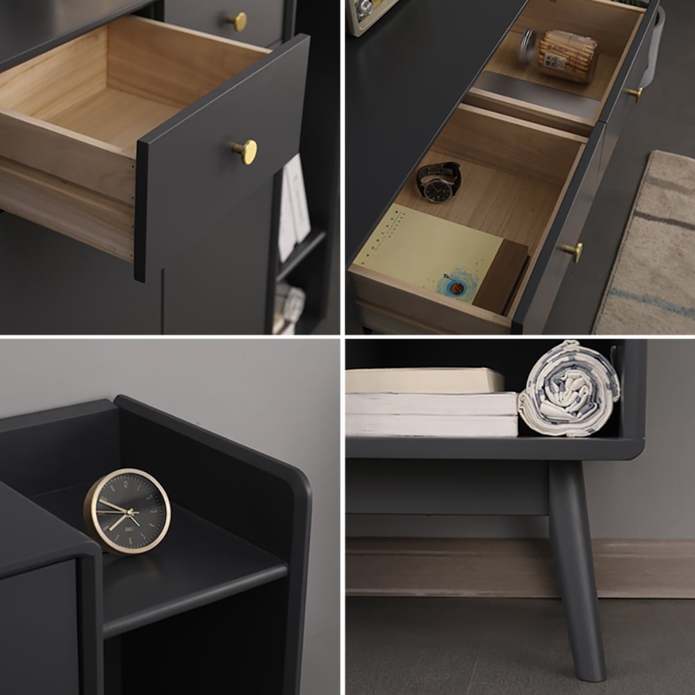 1000mm Grey Shoe Cabinet Rectangle Shoe Storage with Drawers Doors Shelves in Small window image