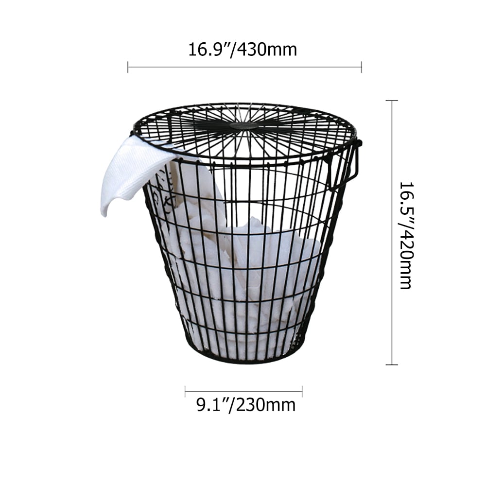 Round Wire Standing Bathroom Organiser Basket with Cover window image