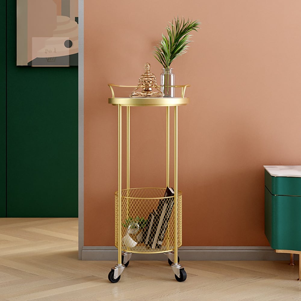 Gold Modern Rolling Storage Cart Bath Cart Side Table window image